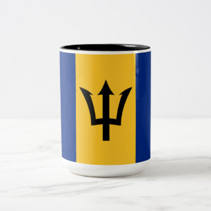 Caneca De Café Em Dois Tons Bandeira Barbadiana (Barbados) (Bajan)