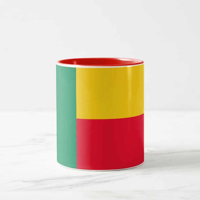 Caneca De Café Em Dois Tons Bandeira Benim Patriótica (Centro)