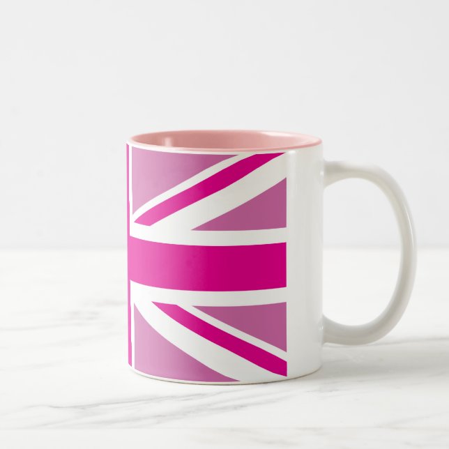 Caneca De Café Em Dois Tons Bandeira Britânica, bandeira Rosa, Mugs de Dois To (Direita)
