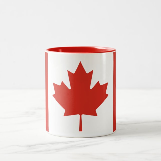 Caneca De Café Em Dois Tons Bandeira Canadense Patriótica (Centro)