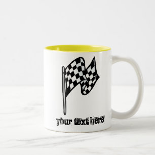 Caneca De Café Em Dois Tons Bandeira Checkered; amarelo