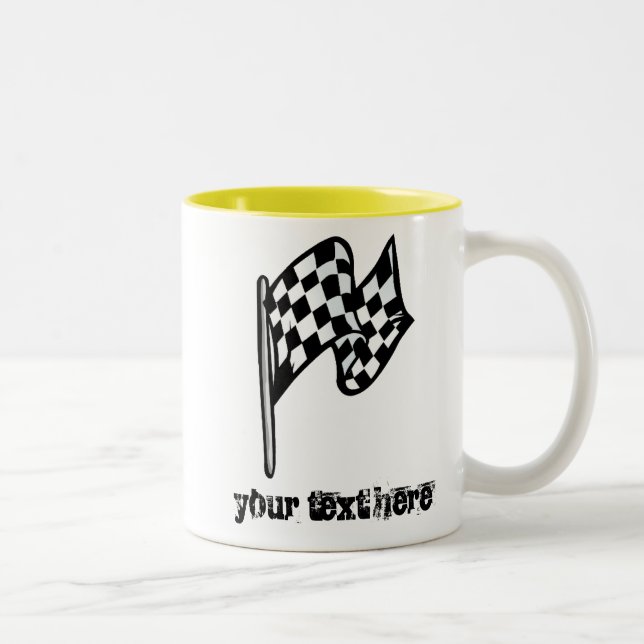 Caneca De Café Em Dois Tons Bandeira Checkered; amarelo (Direita)