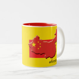 Caneca De Café Em Dois Tons BANDEIRA CHINESA Deus abençoe Amarelo