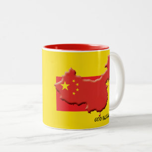 Caneca De Café Em Dois Tons BANDEIRA CHINESA Deus abençoe Amarelo