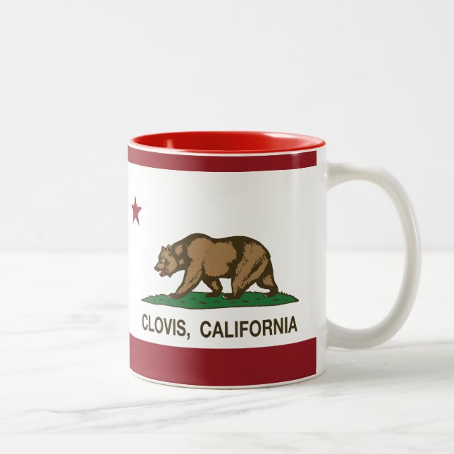 Caneca De Café Em Dois Tons Bandeira Clovis do estado de Califórnia (Direita)