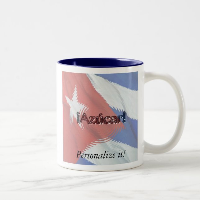 Caneca De Café Em Dois Tons Bandeira Cubana - Azucar! Personalize! (Direita)