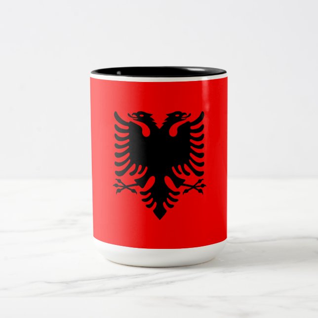 Caneca De Café Em Dois Tons Bandeira da Albânia (Centro)