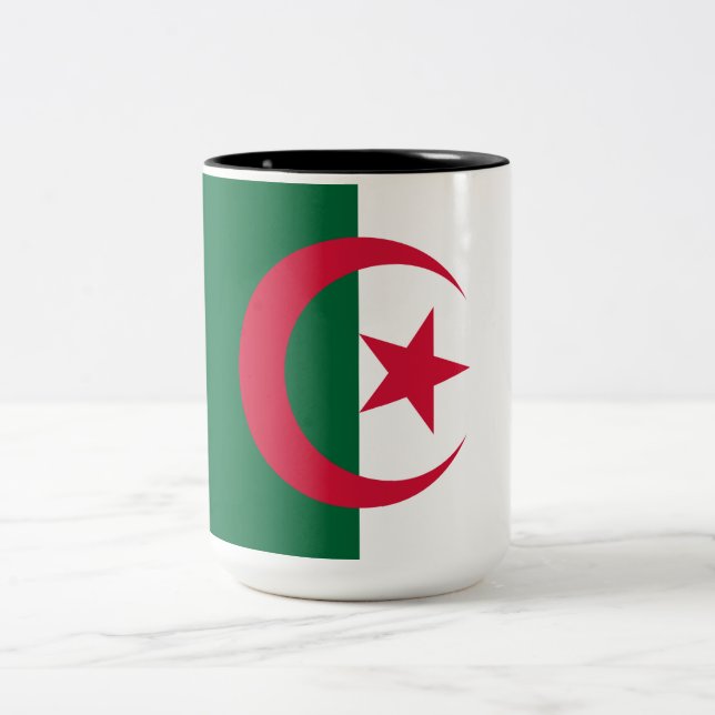 Caneca De Café Em Dois Tons Bandeira da Argélia (Centro)