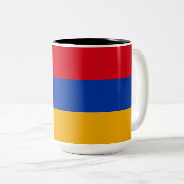 Caneca De Café Em Dois Tons Bandeira da Armênia (Frente Esquerda)