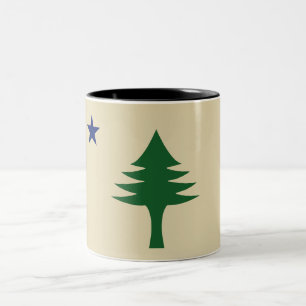 Caneca De Café Em Dois Tons Bandeira da árvore de pinheiro e estrela de 1901 d