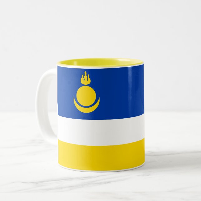 Caneca De Café Em Dois Tons Bandeira da Buryatia Patriótica (Frente Esquerda)