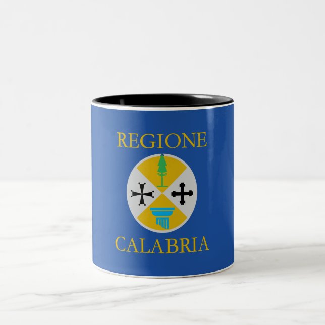 Caneca De Café Em Dois Tons Bandeira da Calábria (Itália) (Centro)