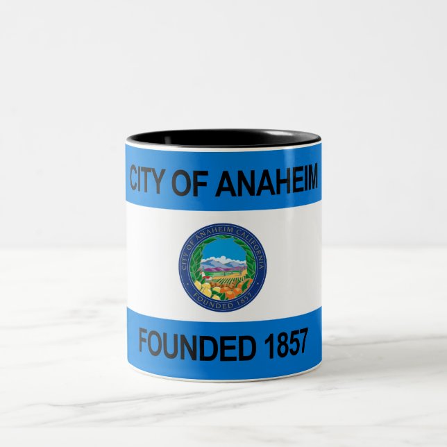 Caneca De Café Em Dois Tons bandeira da cidade de Anaheim (Centro)