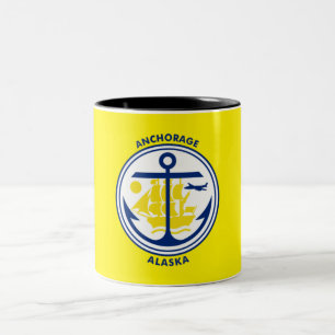 Caneca De Café Em Dois Tons Bandeira da cidade de Anchorage