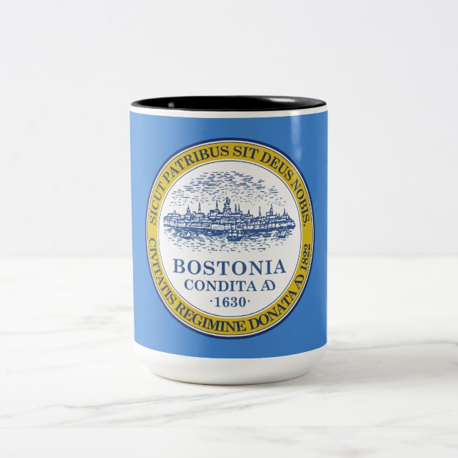 Caneca De Café Em Dois Tons Bandeira da Cidade de Boston (Massachusetts) (Centro)
