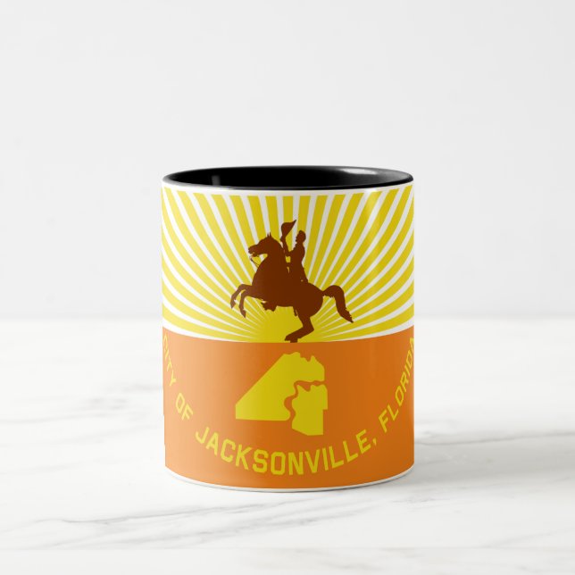 Caneca De Café Em Dois Tons Bandeira da cidade de Jacksonville (Centro)