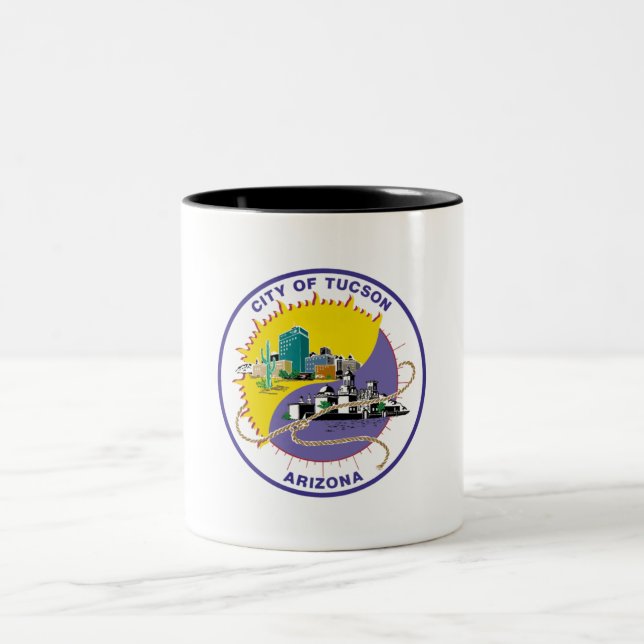 Caneca De Café Em Dois Tons Bandeira da cidade de Tucson (Centro)
