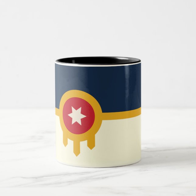 Caneca De Café Em Dois Tons Bandeira da cidade de Tulsa (Centro)