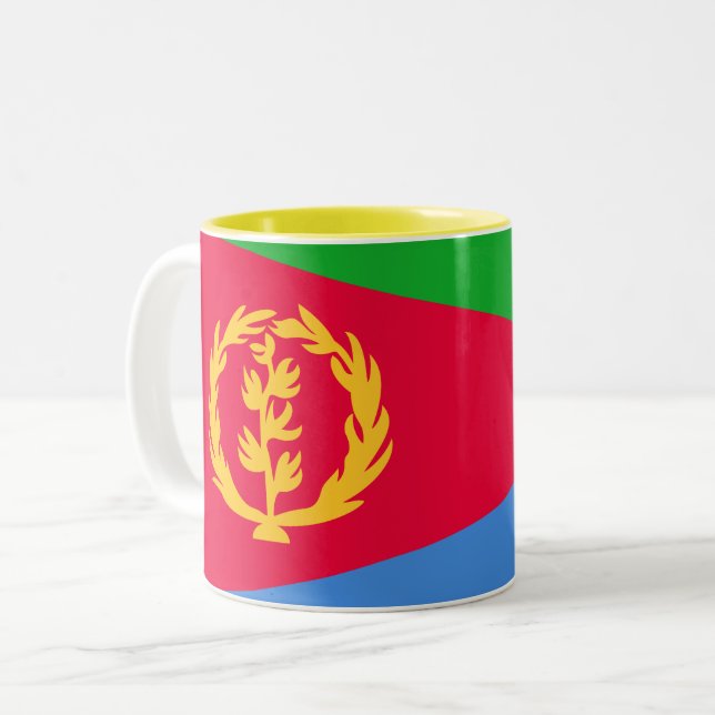 Caneca De Café Em Dois Tons Bandeira da Eritreia (Frente Esquerda)