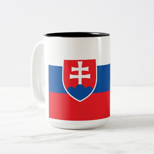 Caneca De Café Em Dois Tons Bandeira da Eslováquia (Frente Esquerda)