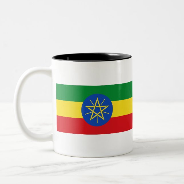 Caneca De Café Em Dois Tons Bandeira da Etiópia (Esquerda)