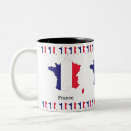 Caneca De Café Em Dois Tons Bandeira da França no Map Souvenir Design