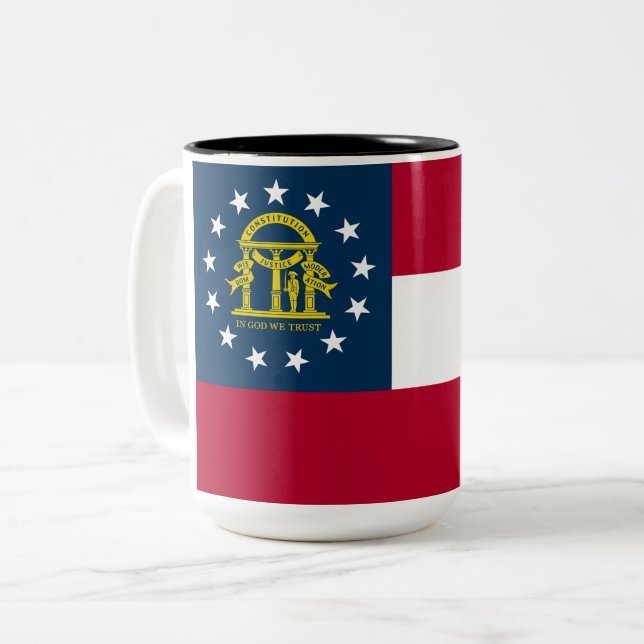 Caneca De Café Em Dois Tons Bandeira da Geórgia (Estado dos EUA) (Frente Esquerda)