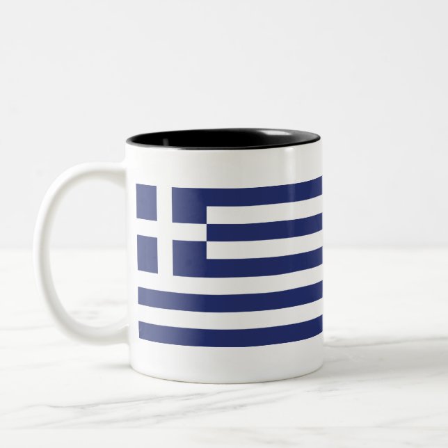 Caneca De Café Em Dois Tons Bandeira da Grécia (Esquerda)