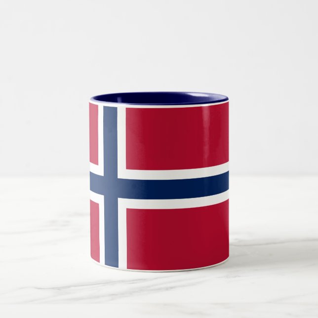 Caneca De Café Em Dois Tons Bandeira da Noruega (Centro)
