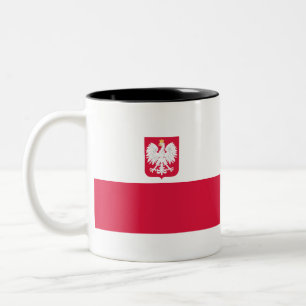 Caneca De Café Em Dois Tons Bandeira da Polônia (com brasão de armas)