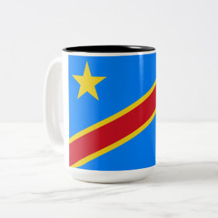 Caneca De Café Em Dois Tons Bandeira da RDC (República Democrática do Congo)