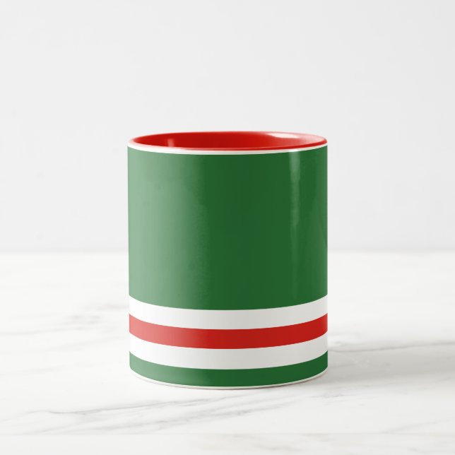 Caneca De Café Em Dois Tons Bandeira da República da Chechênia (Centro)