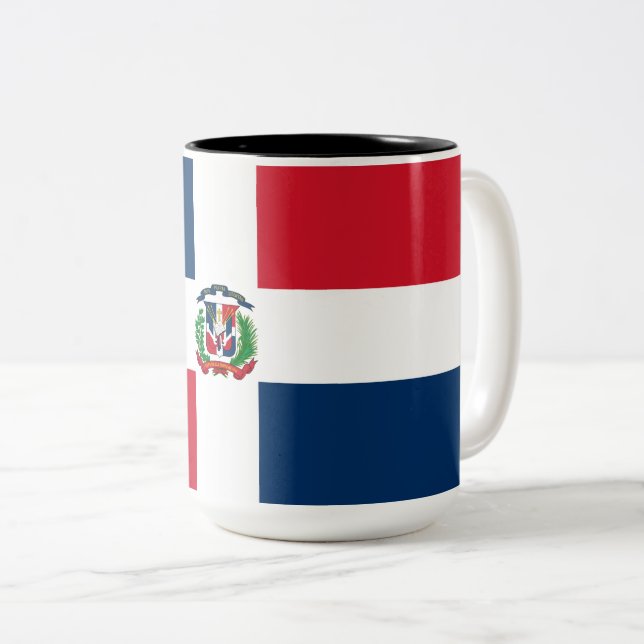 Caneca De Café Em Dois Tons Bandeira da República Dominicana (Frente Esquerda)