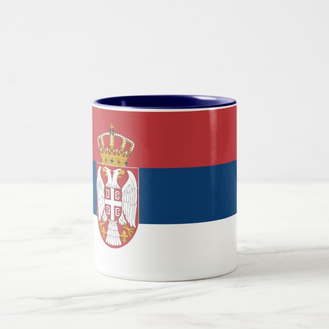 Caneca De Café Em Dois Tons Bandeira da Sérvia (Centro)