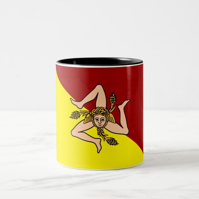 Caneca De Café Em Dois Tons Bandeira da Sicília (Sicília) (Itália) (Centro)