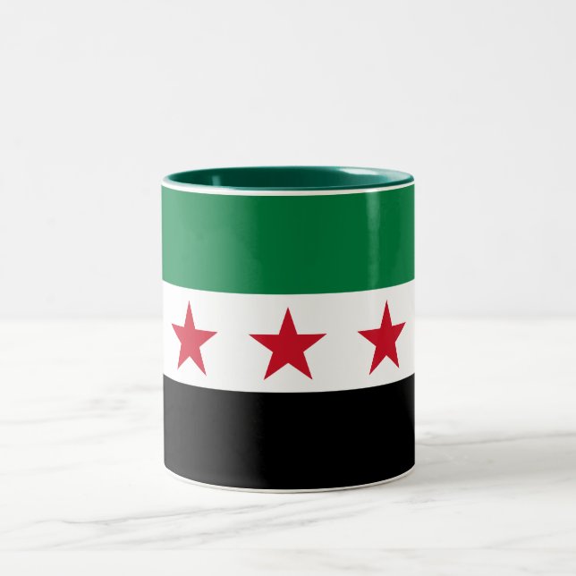 Caneca De Café Em Dois Tons Bandeira da Síria (Centro)
