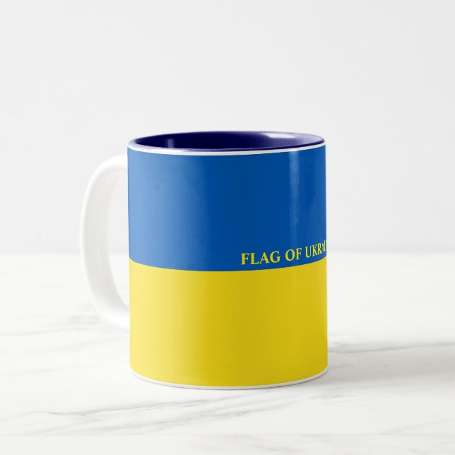 Caneca De Café Em Dois Tons Bandeira da Ucrânia (Frente Esquerda)