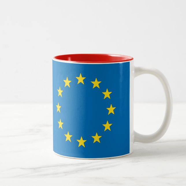 Caneca De Café Em Dois Tons Bandeira da UE Europa (Direita)