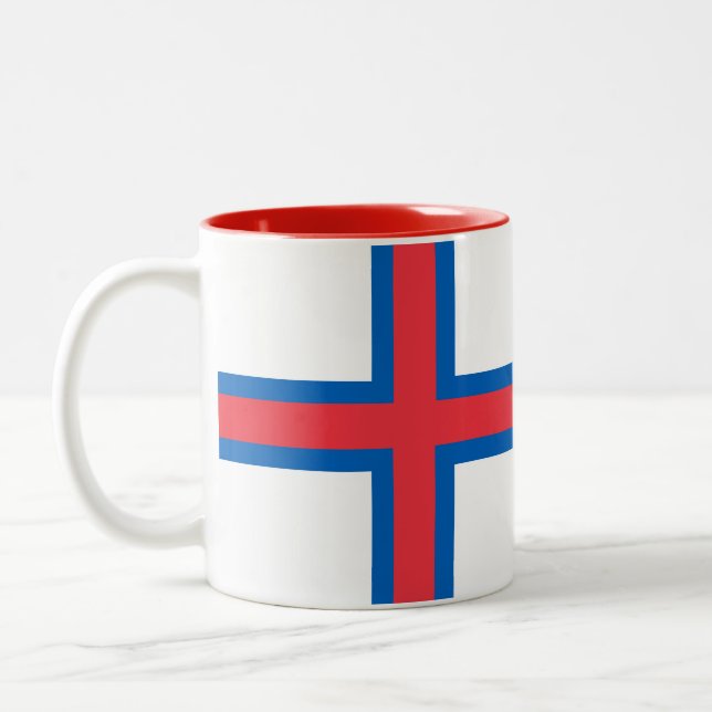 Caneca De Café Em Dois Tons Bandeira das Ilhas Faroé (Esquerda)