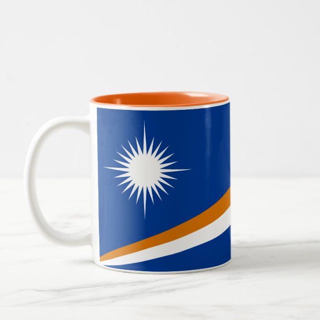 Caneca De Café Em Dois Tons Bandeira das Ilhas Marshall (Esquerda)