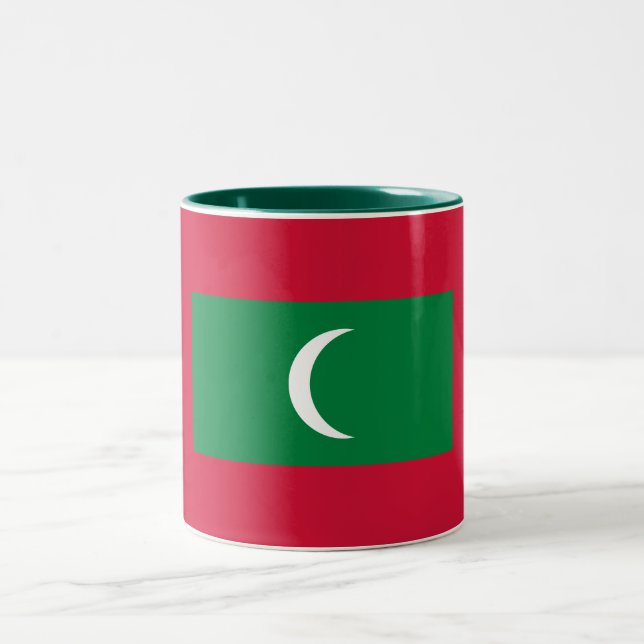 Caneca De Café Em Dois Tons Bandeira das Maldivas (Centro)