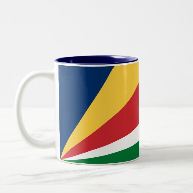 Caneca De Café Em Dois Tons Bandeira das Seychelles (Esquerda)