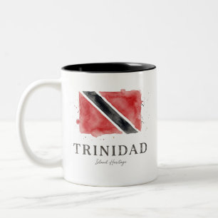 Caneca De Café Em Dois Tons Bandeira de Aquarela de Trinidad Patrimônio Cari