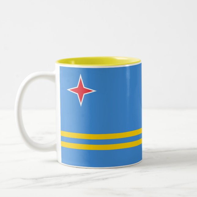 Caneca De Café Em Dois Tons Bandeira de Aruba Patriótica (Esquerda)