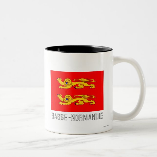 Caneca De Café Em Dois Tons Bandeira de Basse-Normandie com nome (Direita)