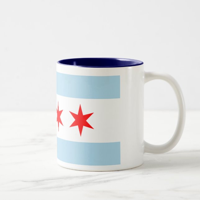Caneca De Café Em Dois Tons Bandeira de Chicago (Direita)