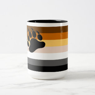 Caneca De Café Em Dois Tons Bandeira de Cores do Orgulho do Urso Pata Preta
