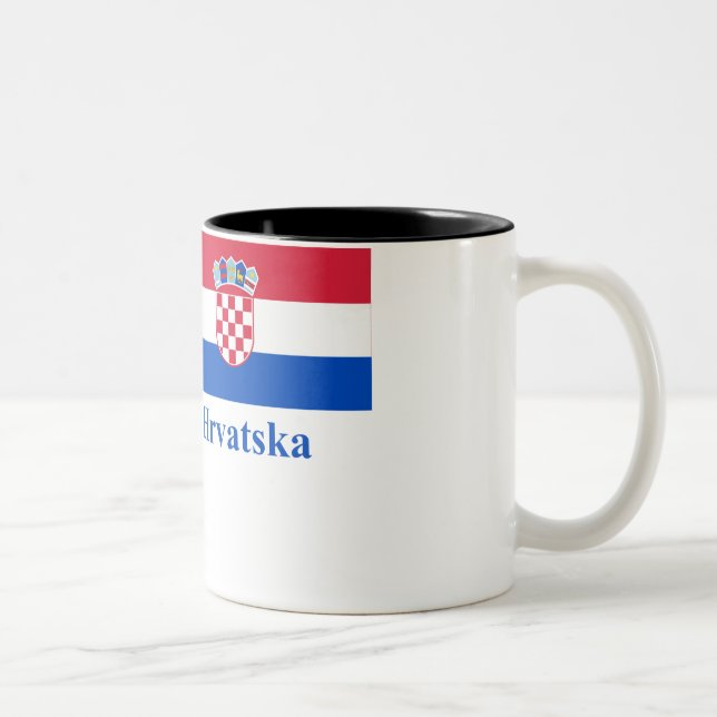 Caneca De Café Em Dois Tons Bandeira de Croatia com nome no croata (Direita)