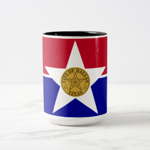 Caneca De Café Em Dois Tons Bandeira de Dallas (Texas)