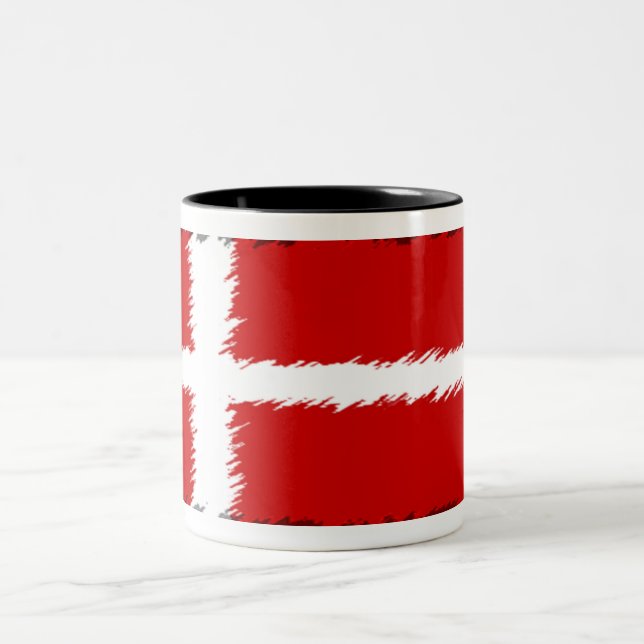Caneca De Café Em Dois Tons Bandeira de Dinamarca (Centro)